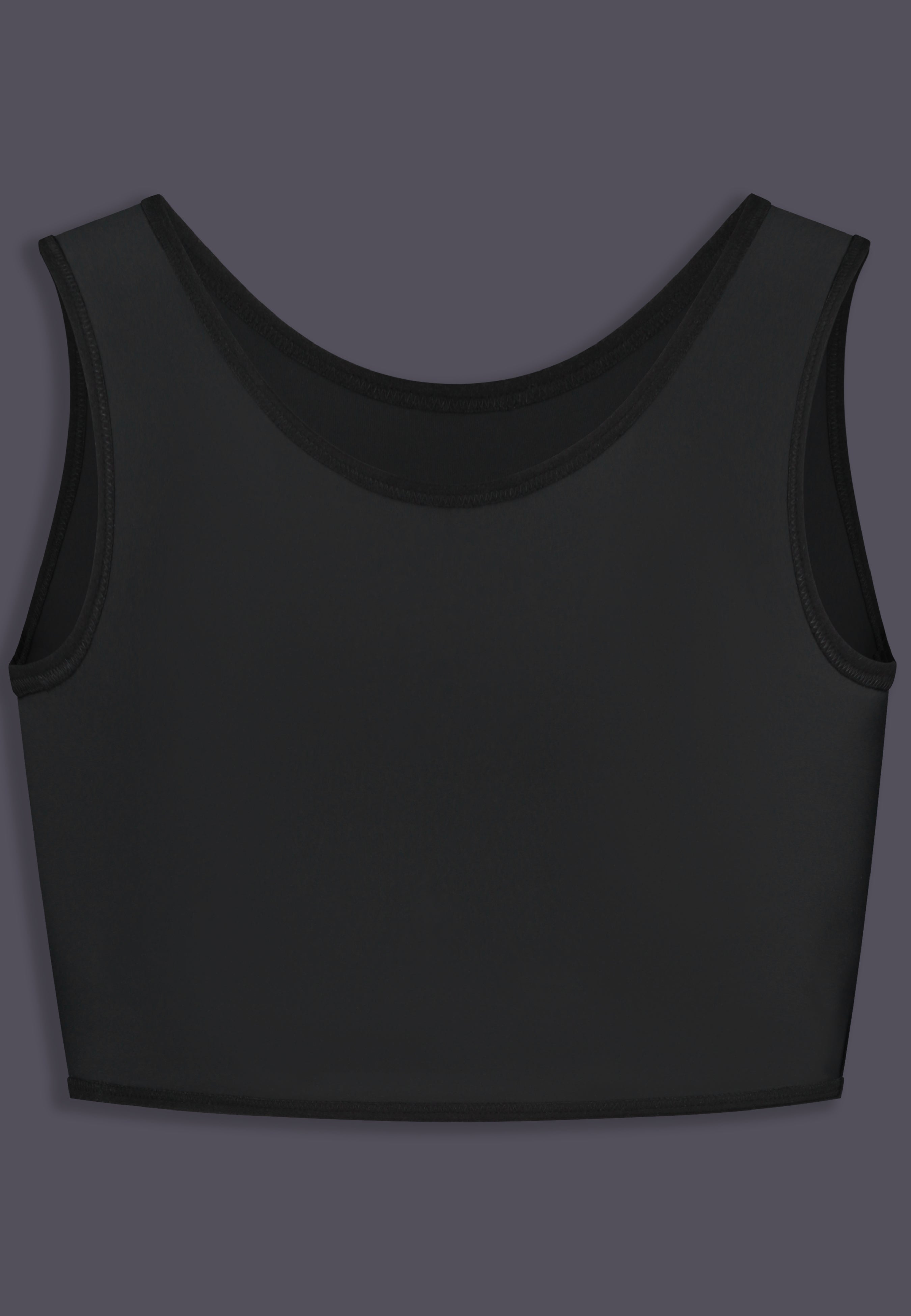 UNTAG Extra Strong kurzer Chest Binder, Rückansicht in Schwarz