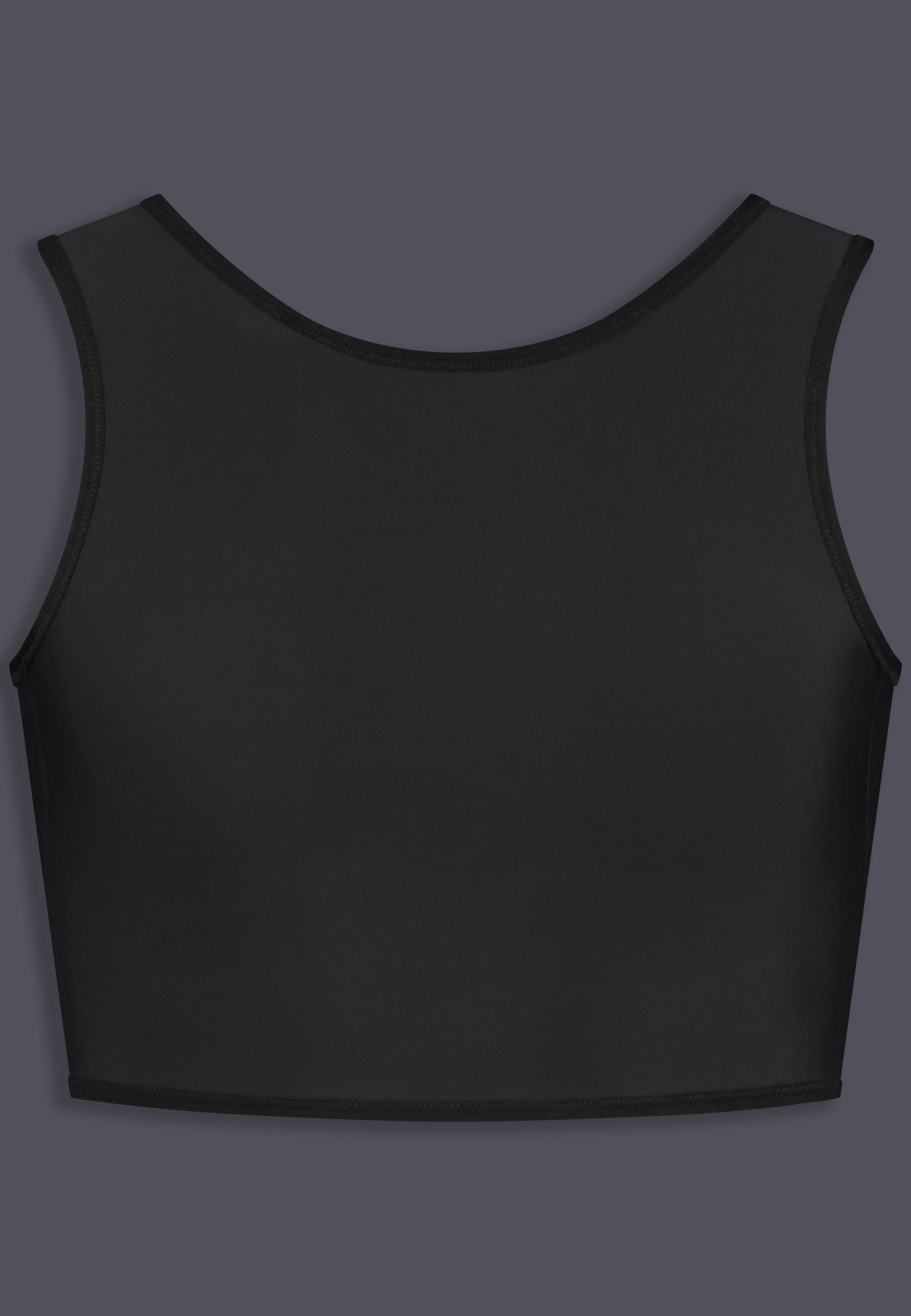 UNTAG Extra Strong kurzer Chest Binder, Vorderansicht in Schwarz