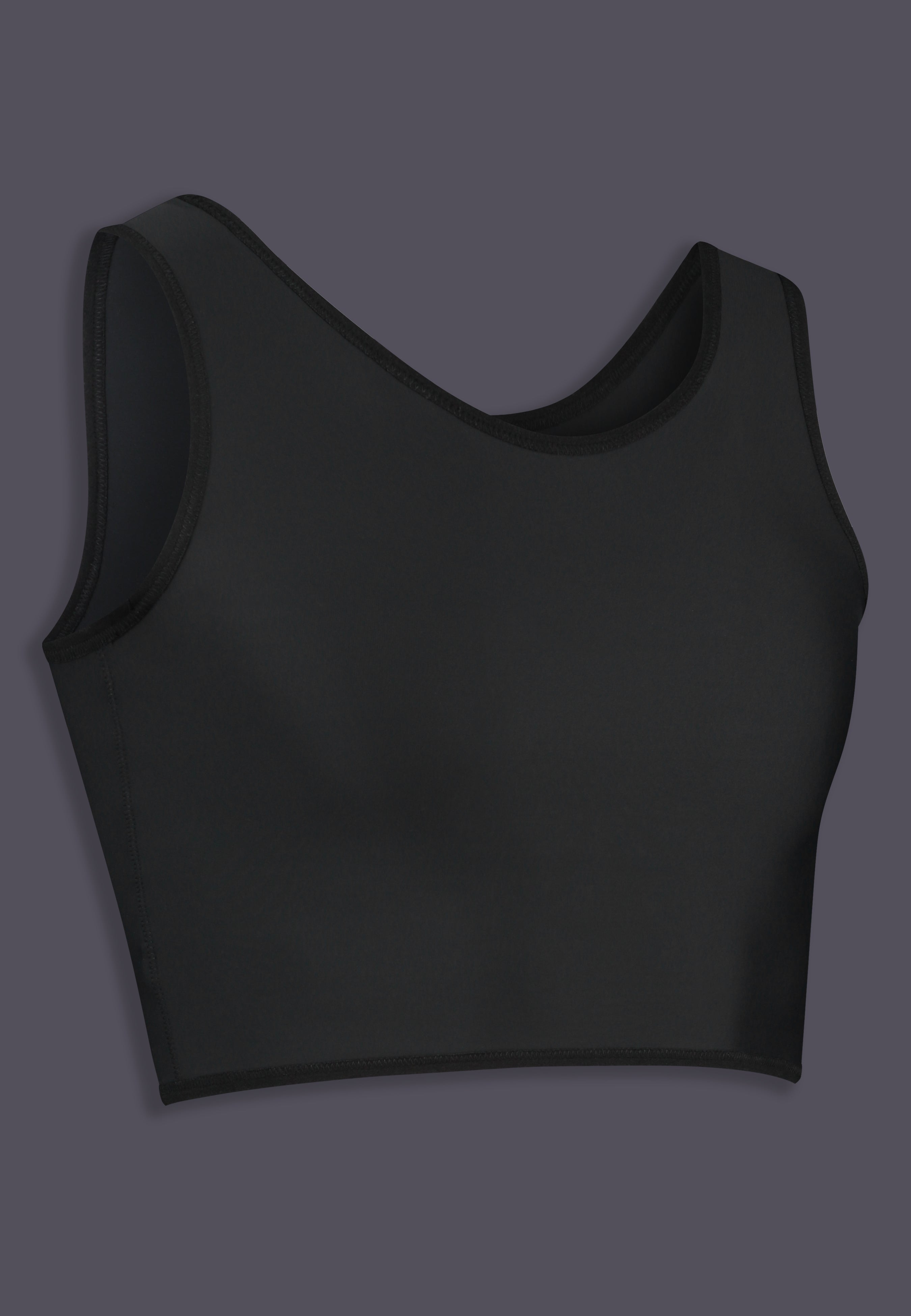 UNTAG Extra Strong kurzer Chest Binder, Seitenansicht in Schwarz