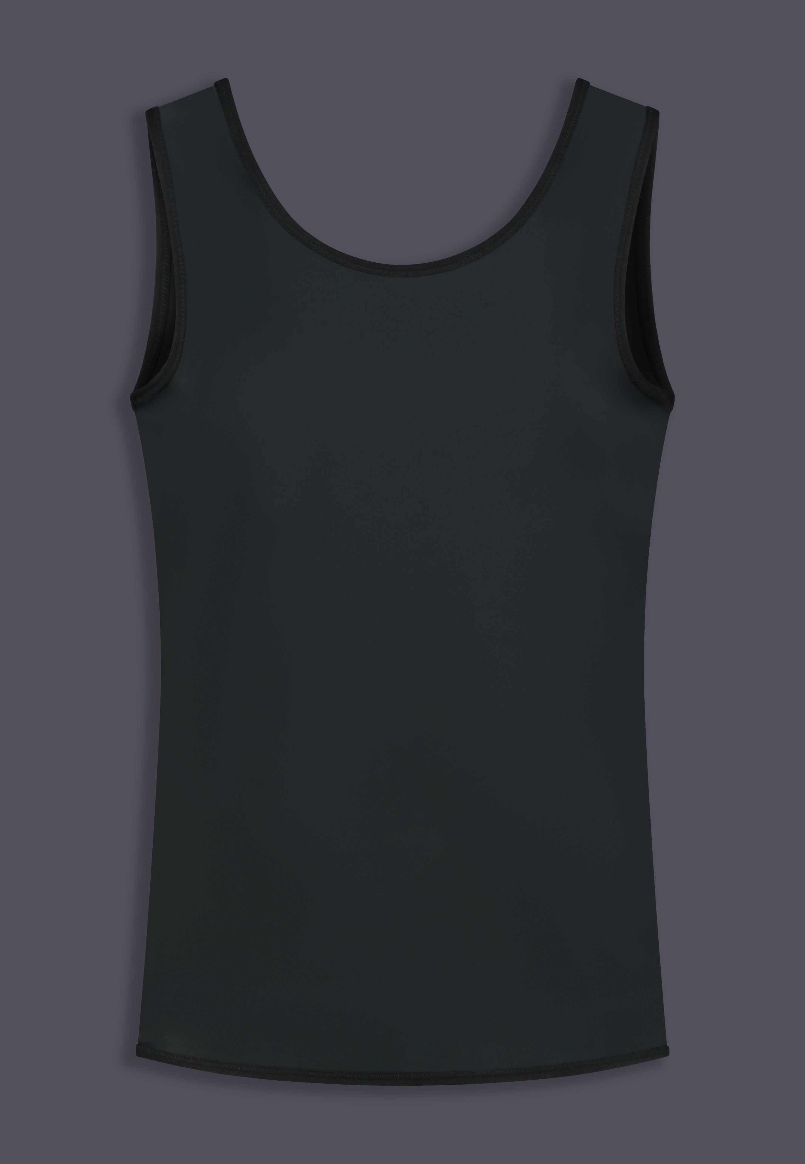 UNTAG Extra Strong langer Shirt Chest Binder, Rückansicht in Schwarz