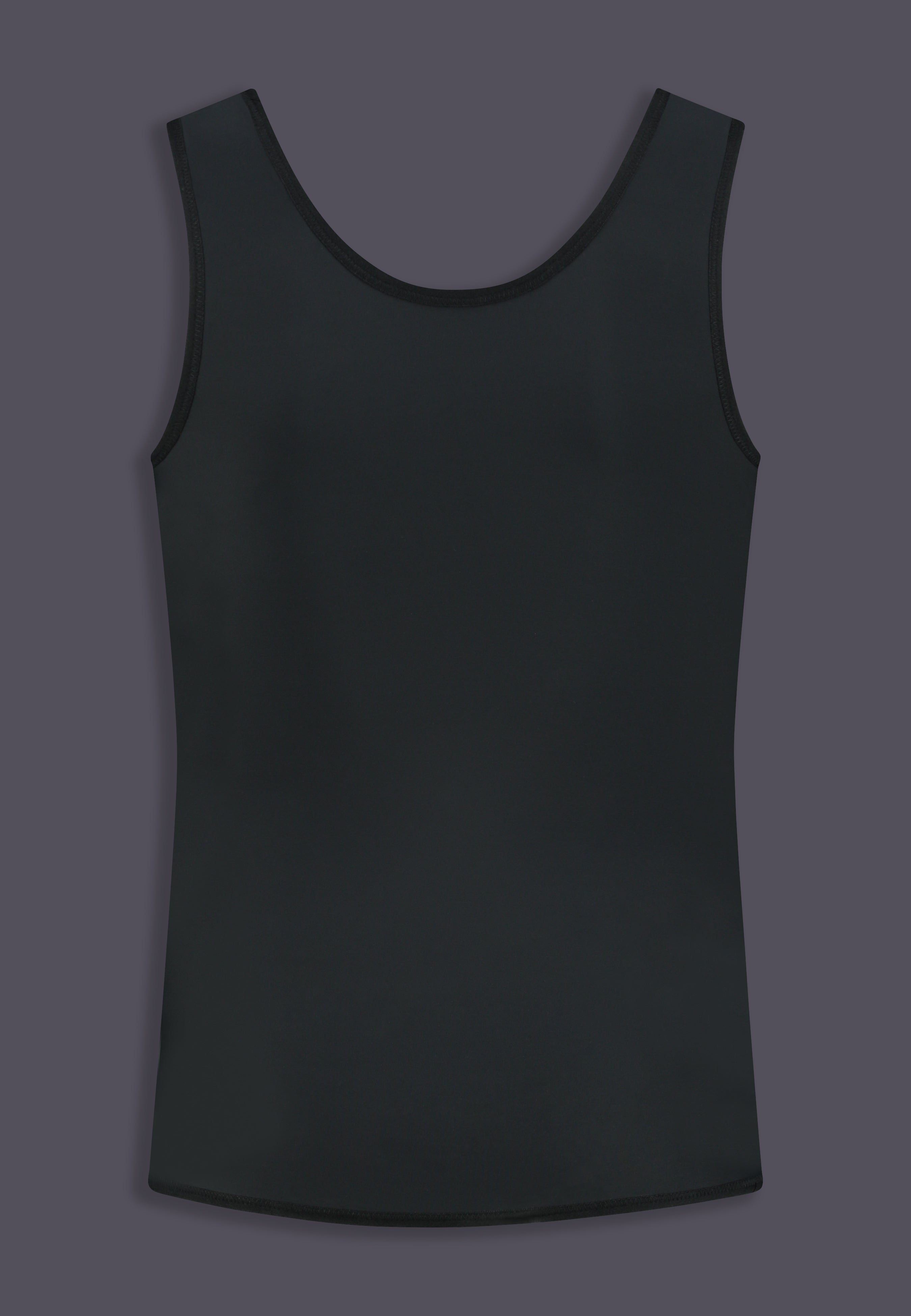 UNTAG Extra Strong langer Shirt Chest Binder, Vorderansicht in Schwarz