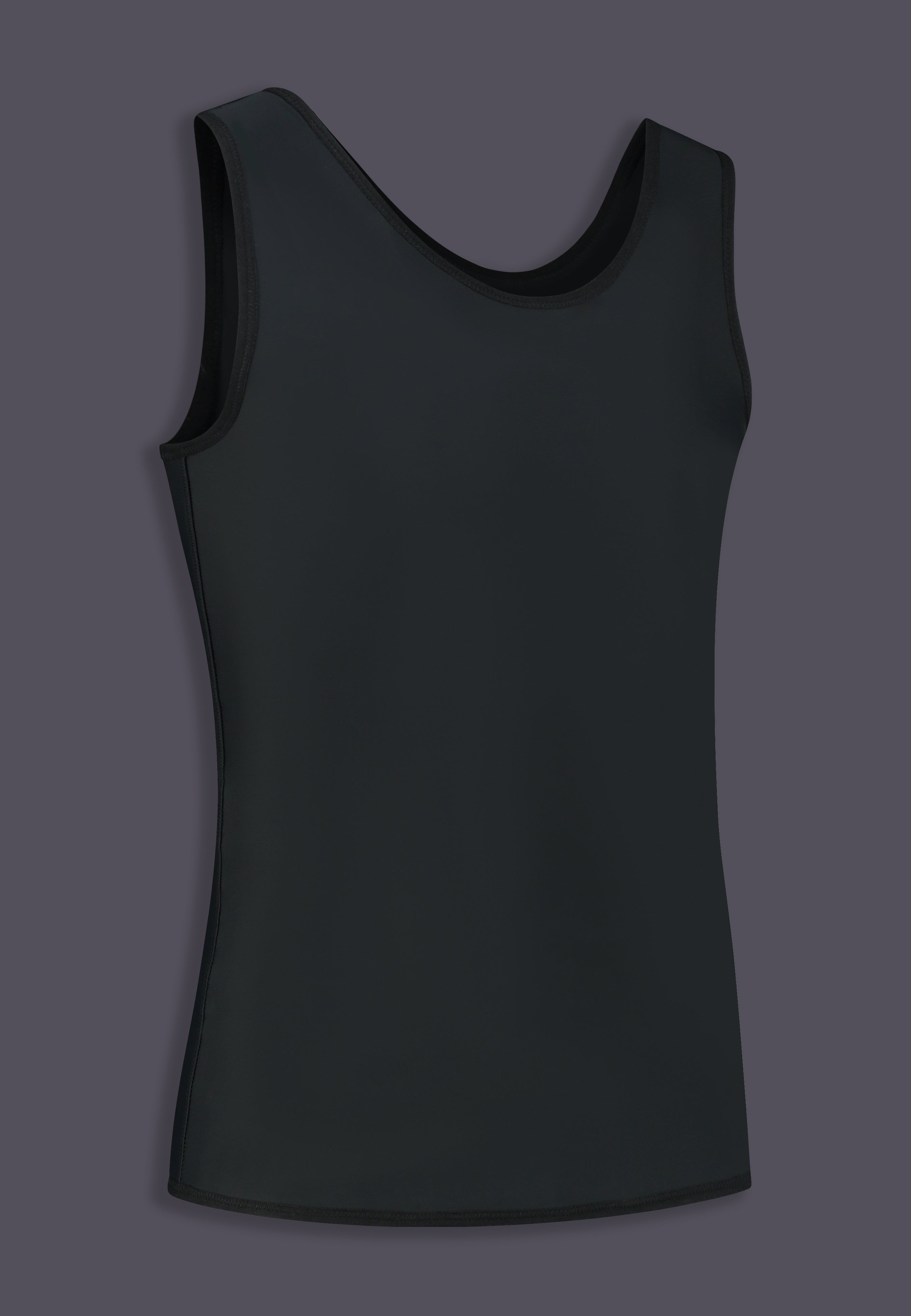 UNTAG Extra Strong langer Shirt Chest Binder, Seitenansicht in Schwarz