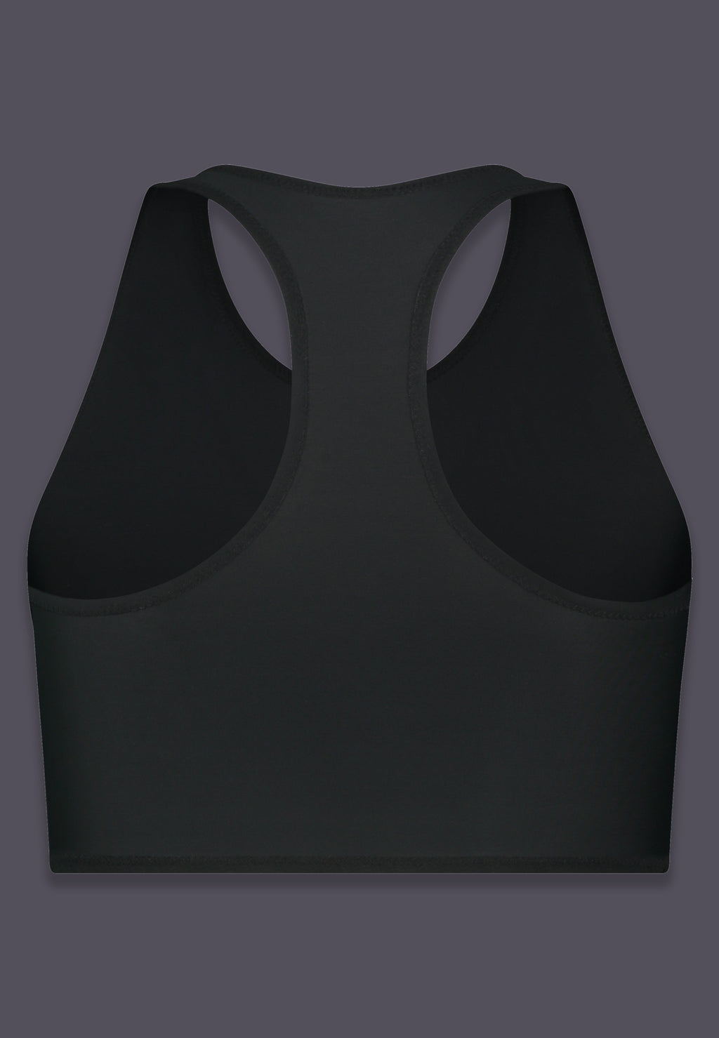 UNTAG Tank kurzer Chest Binder, Rückansicht mit Racerback in Schwarz