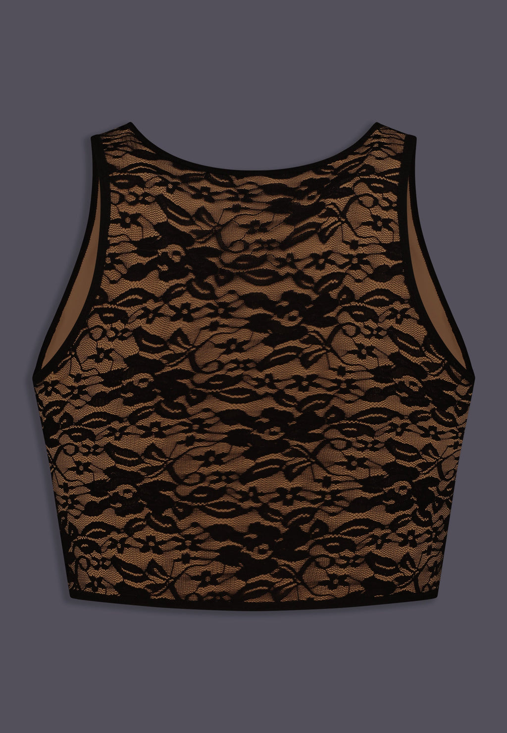 UNTAG Lace kurzer Chest Binder, Rückansicht in Schokolade