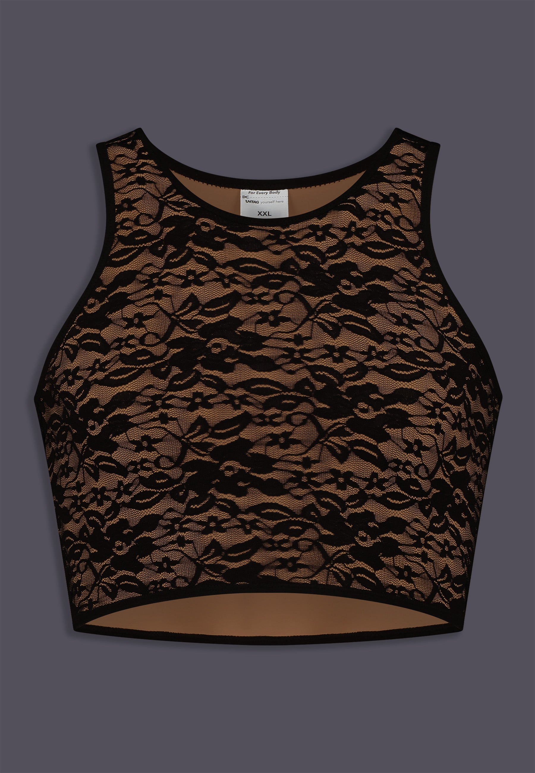 Binder de poitrine court UNTAG lace, vue de face, en chocolat