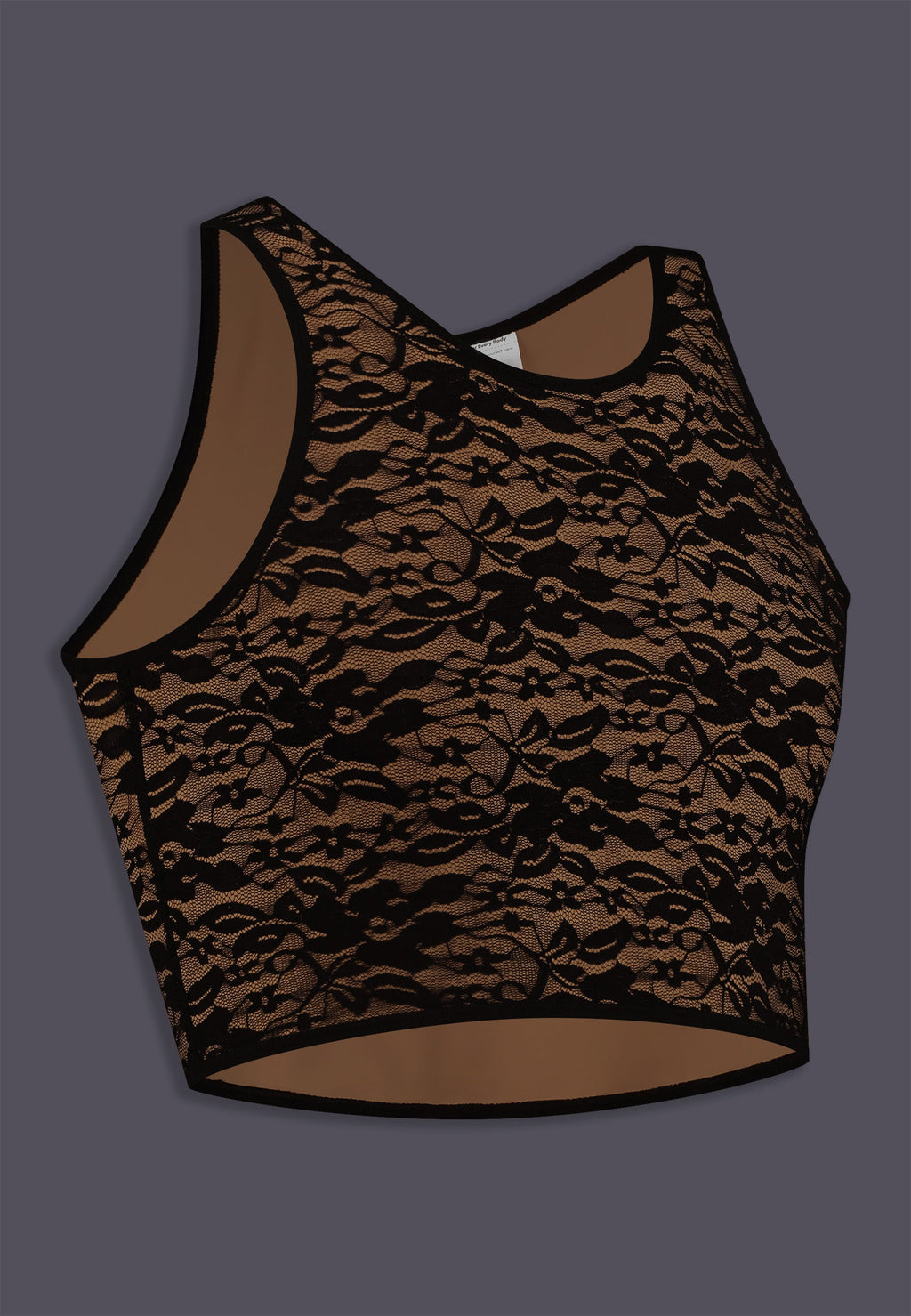 UNTAG Lace kurzer Chest Binder, Seitenansicht in Schokolade