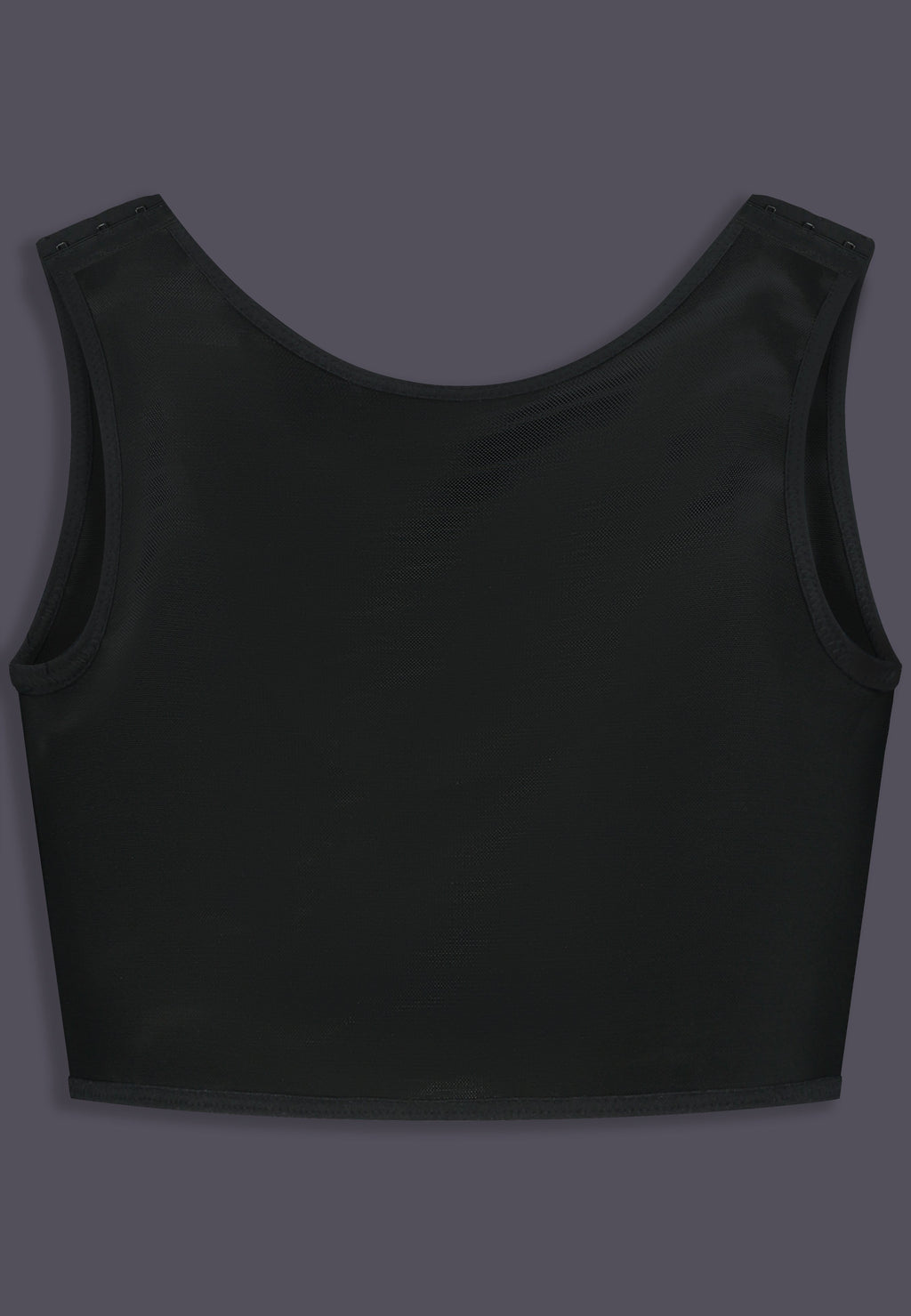 UNTAG Advanced kurzer Chest Binder mit verstellbaren Trägern, Rückansicht in Schwarz