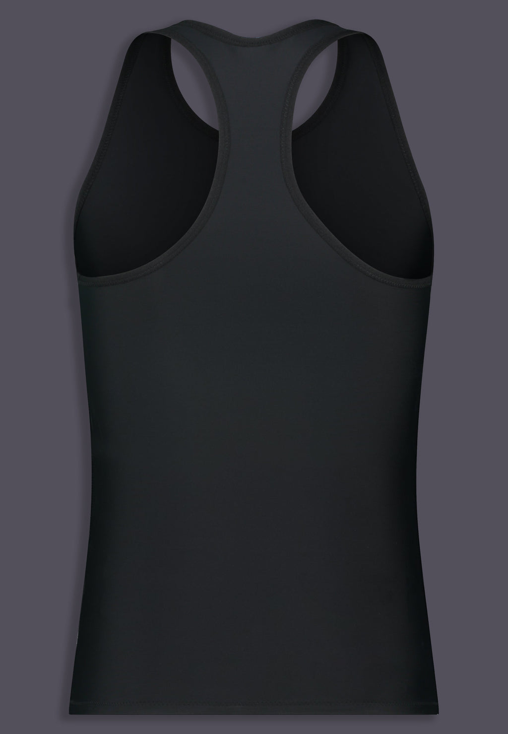 UNTAG langer Tank Chest Binder, Rückansicht mit Racerback in Schwarz