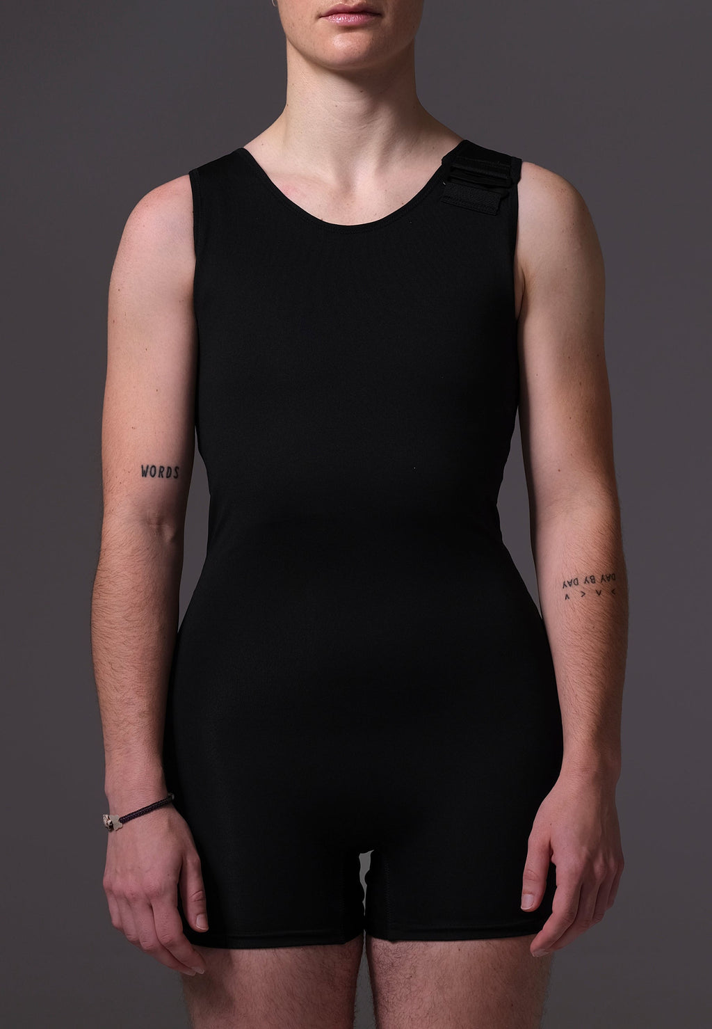 UNTAG Hook-Up Swimsuit Binder black worn by model front