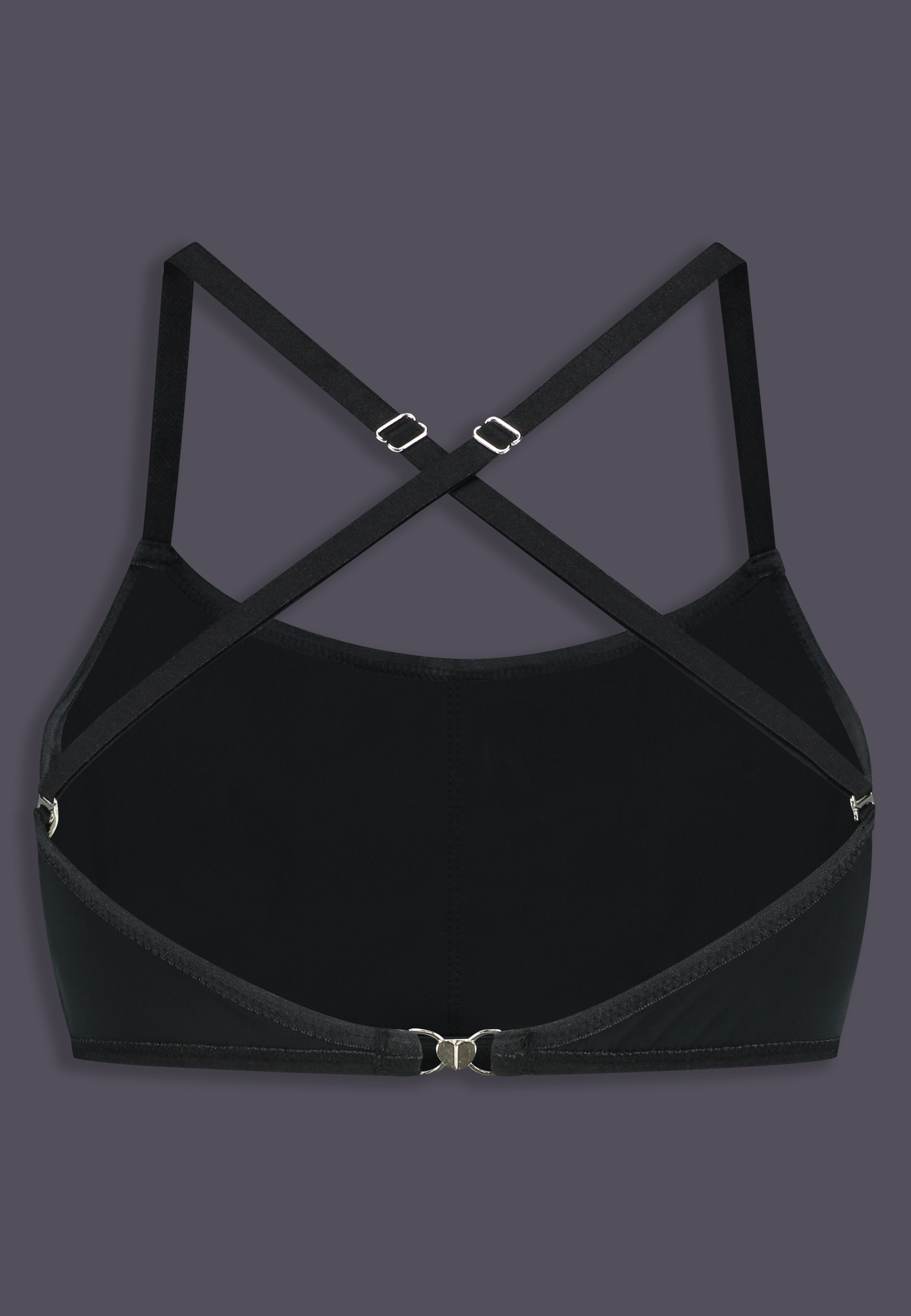 UNTAG Strappy Bikini-Top, Rückansicht in Schwarz