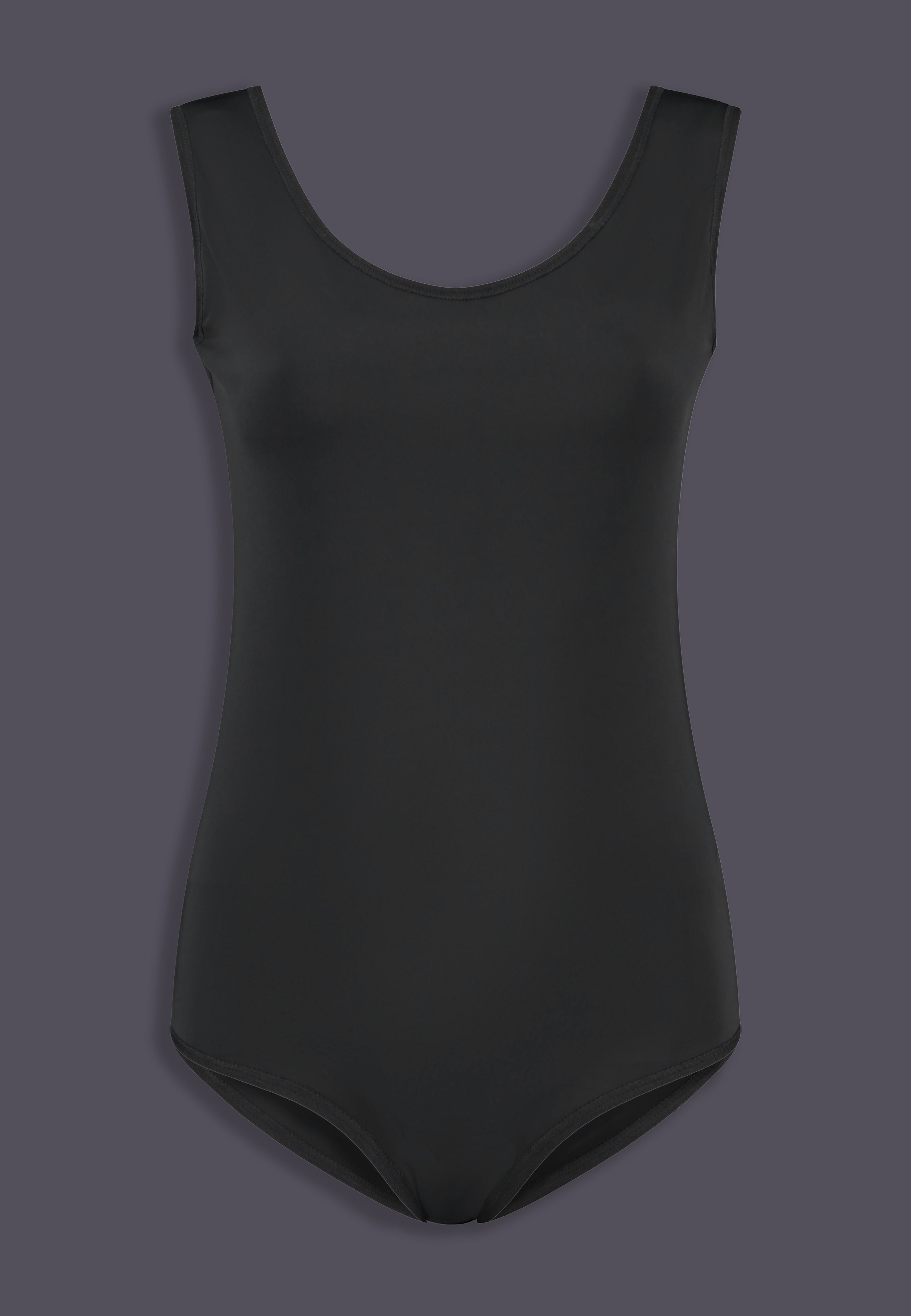 Maillot de bain tucking correcteur UNTAG, vue de face, en noir