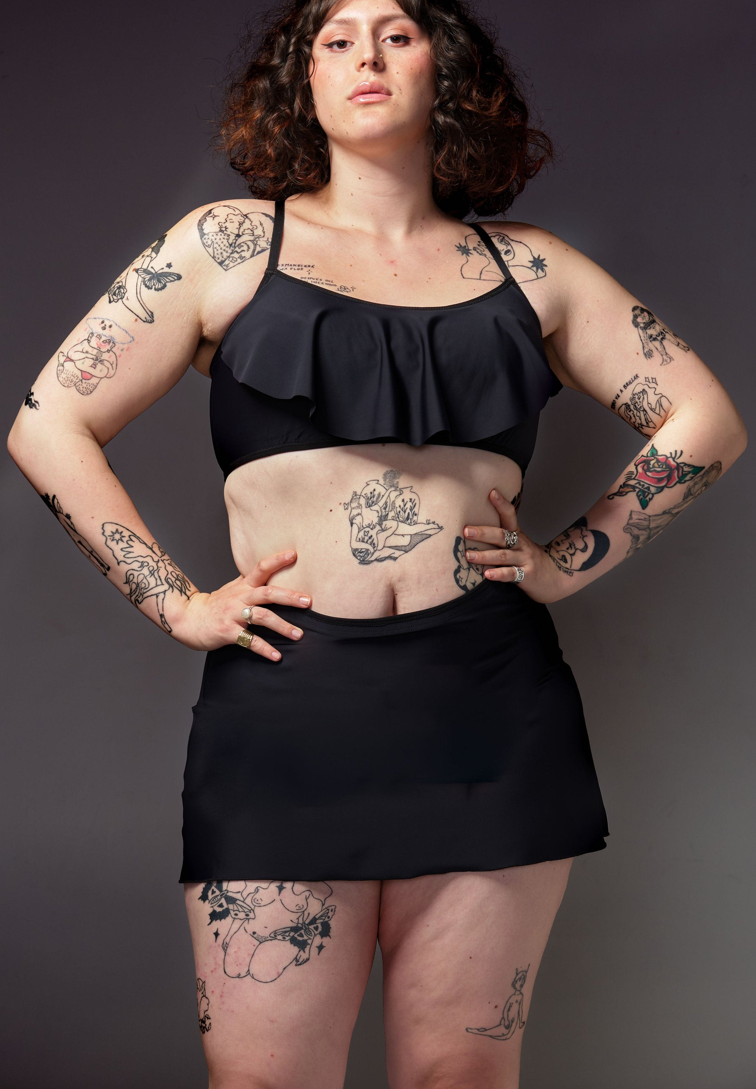 UNTAG Swim Skirt black worn by model