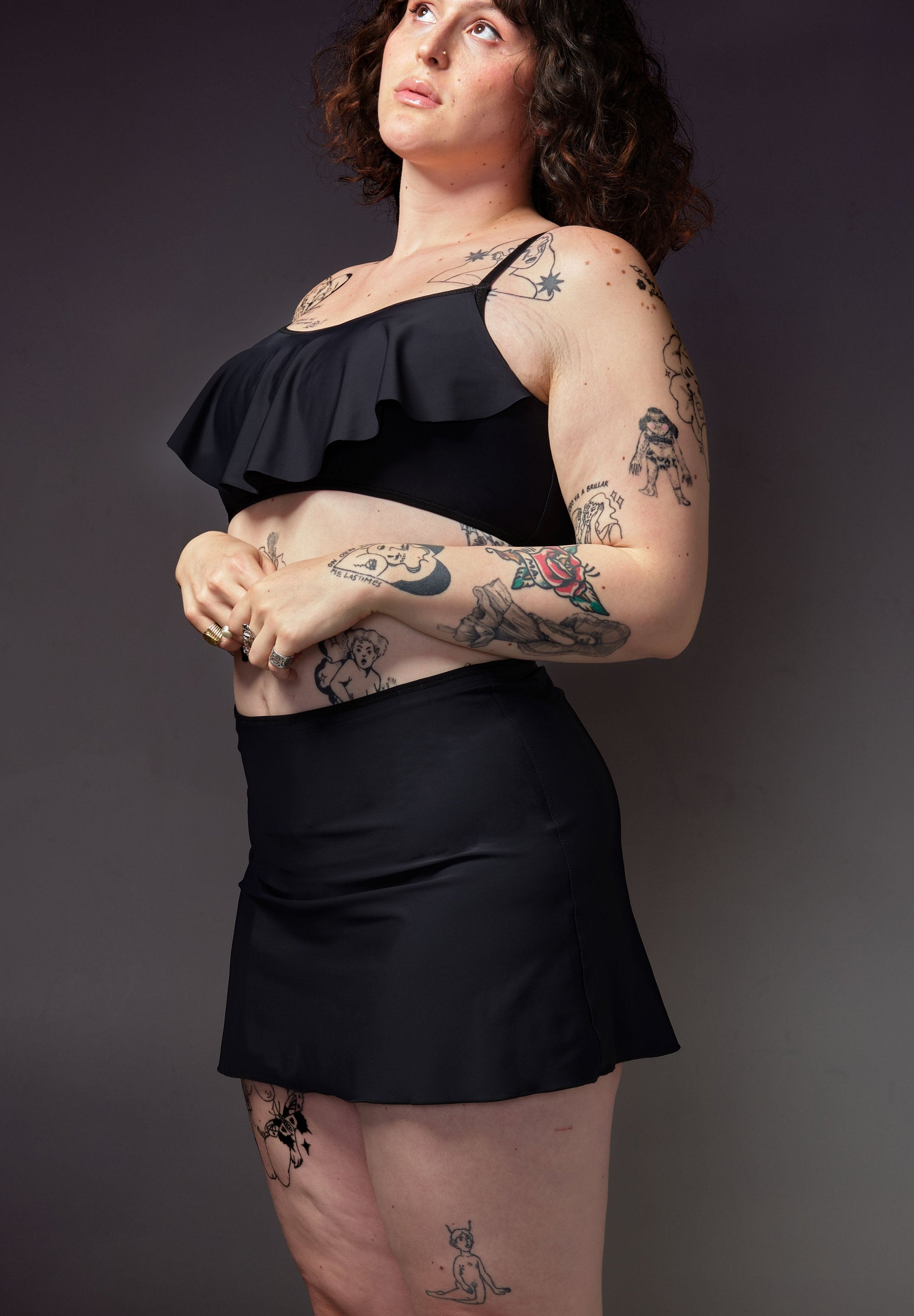 UNTAG Swim Skirt black worn by model side