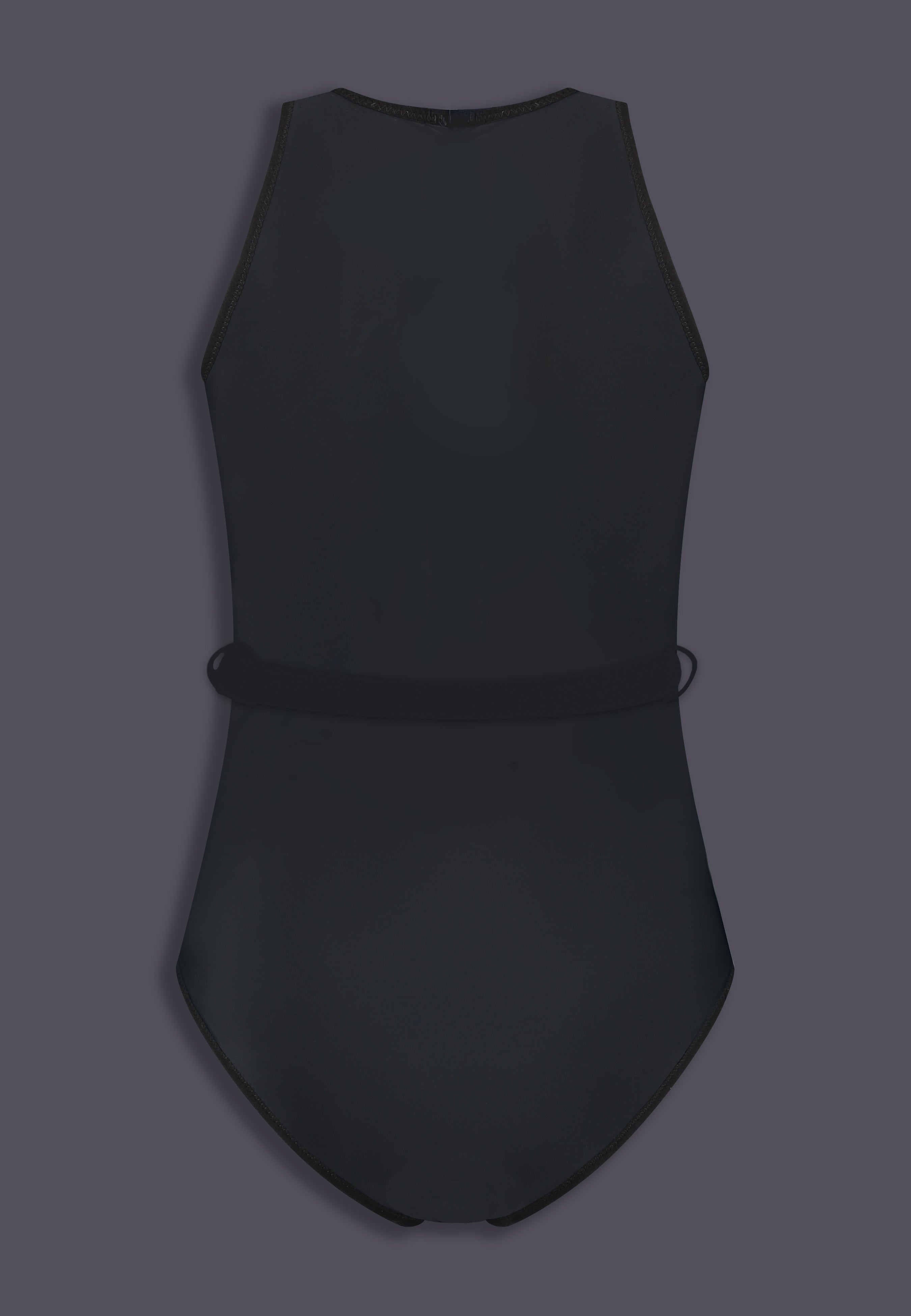 Maillot de bain de tucking affirmatif UNTAG avec fermeture éclair, vue de dos en noir