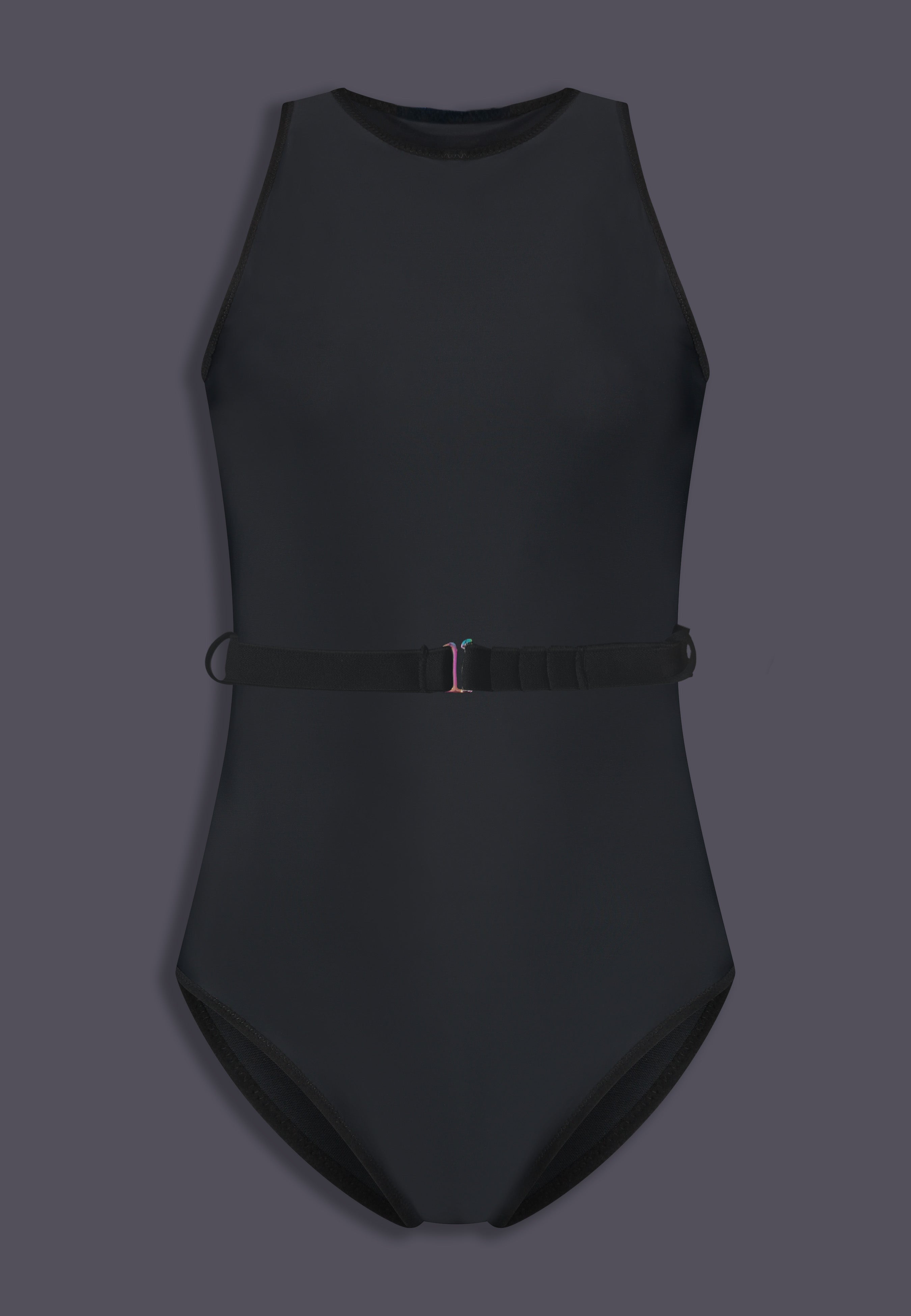 Maillot de bain de tucking affirmatif UNTAG avec fermeture éclair, vue de face en noir