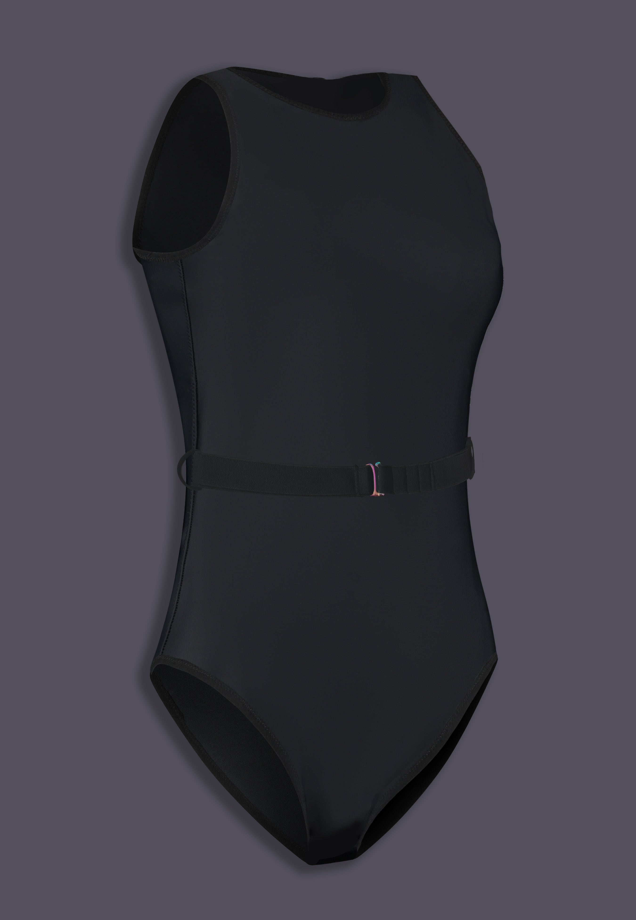 Maillot de bain de tucking affirmatif UNTAG avec fermeture éclair, vue de côté en noir