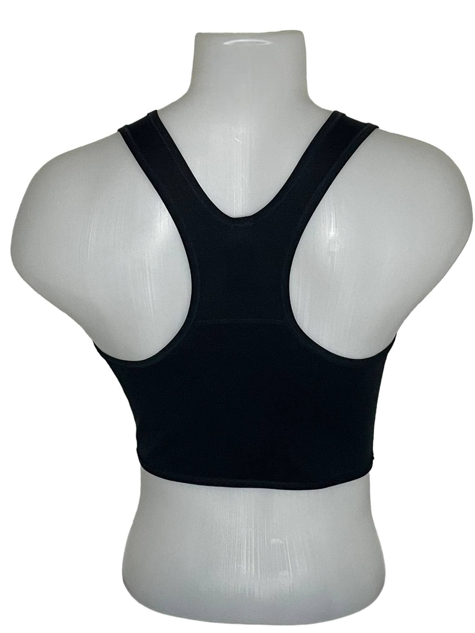 TransUndeez extra strong korte chest binder achteraanzicht in het zwart