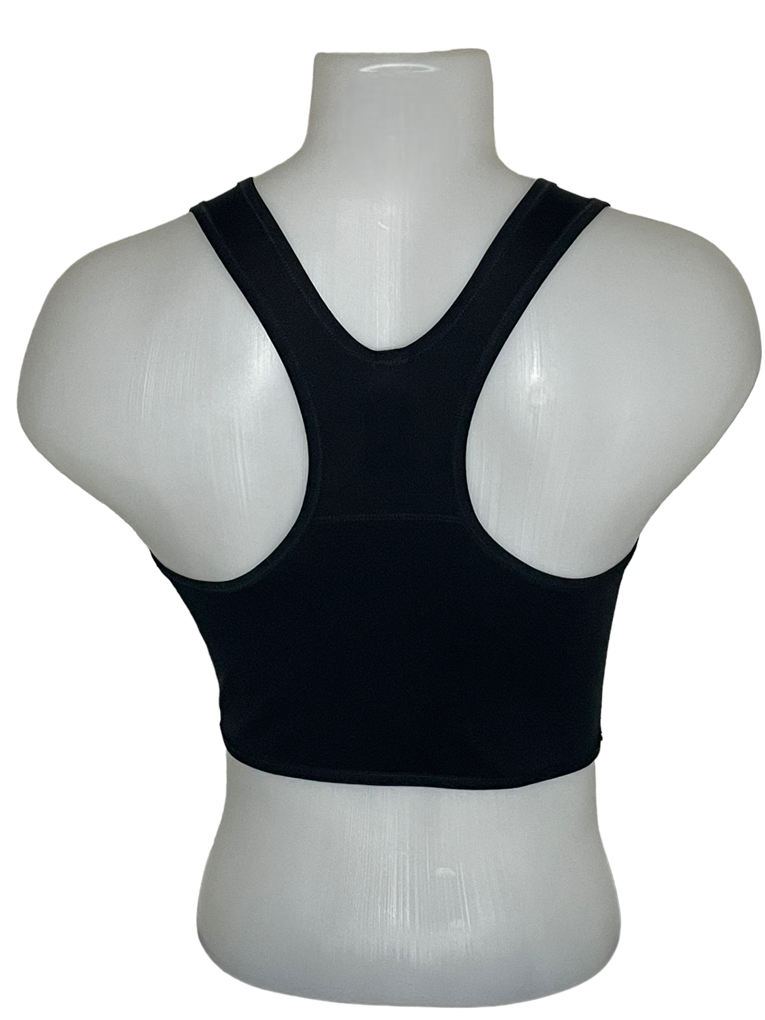 chest binder court TransUndeez sport vue de dos en noir