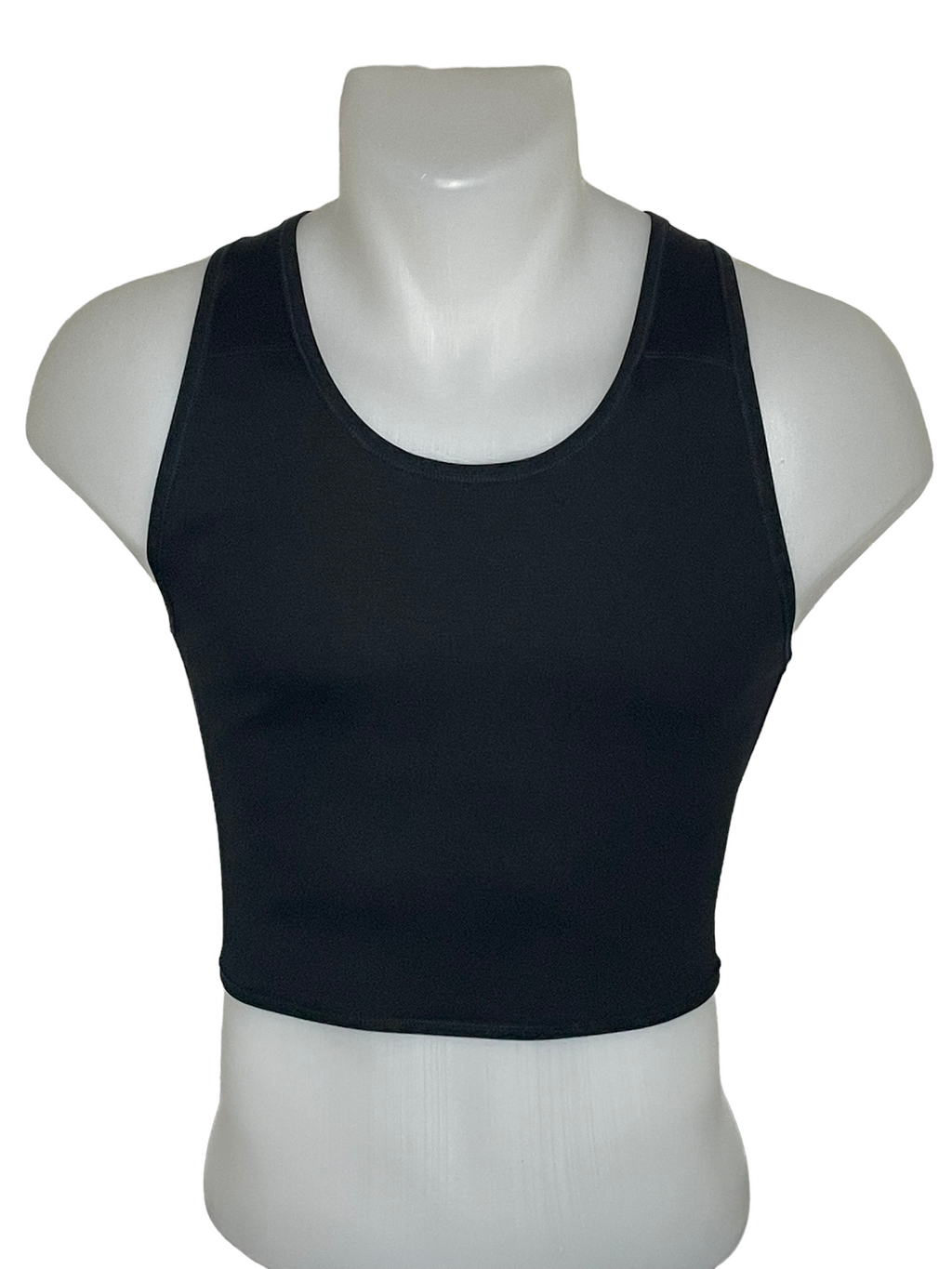 chest binder court TransUndeez sport vue de face en noir