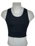chest binder court TransUndeez sport vue de face en noir