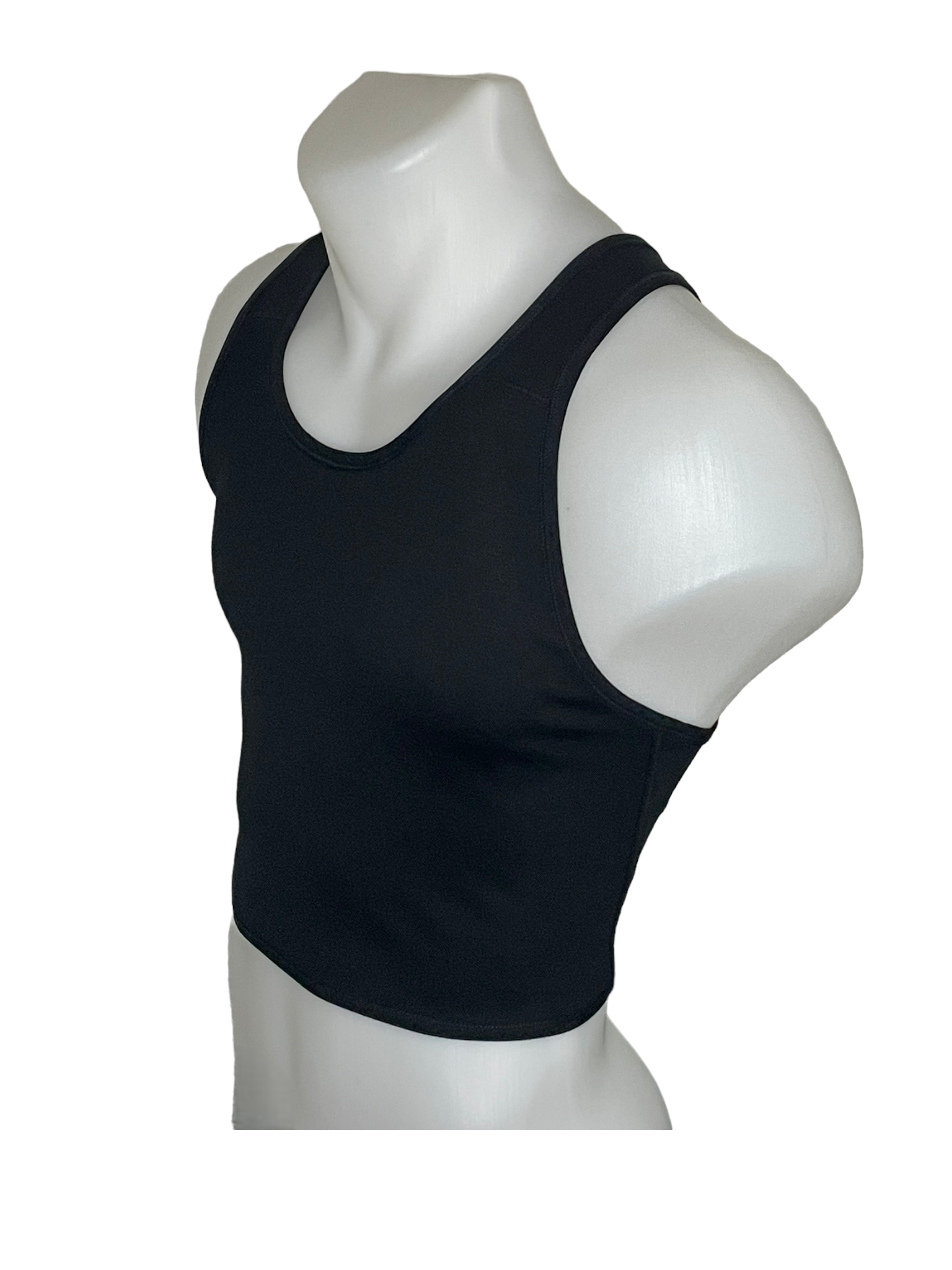 chest binder court TransUndeez sport vue de côté en noir