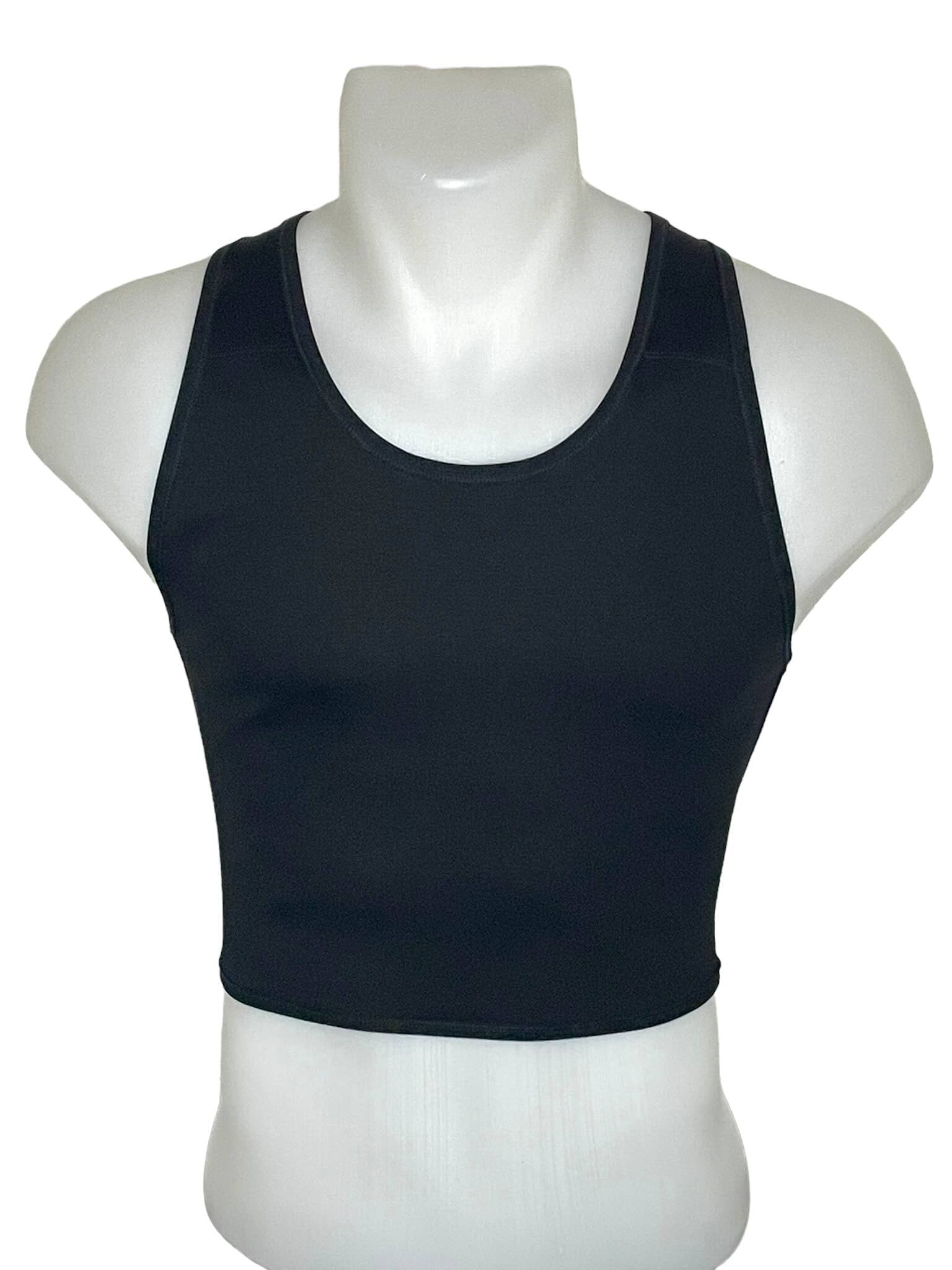 chest binder court TransUndeez extra strong vue de face en noir