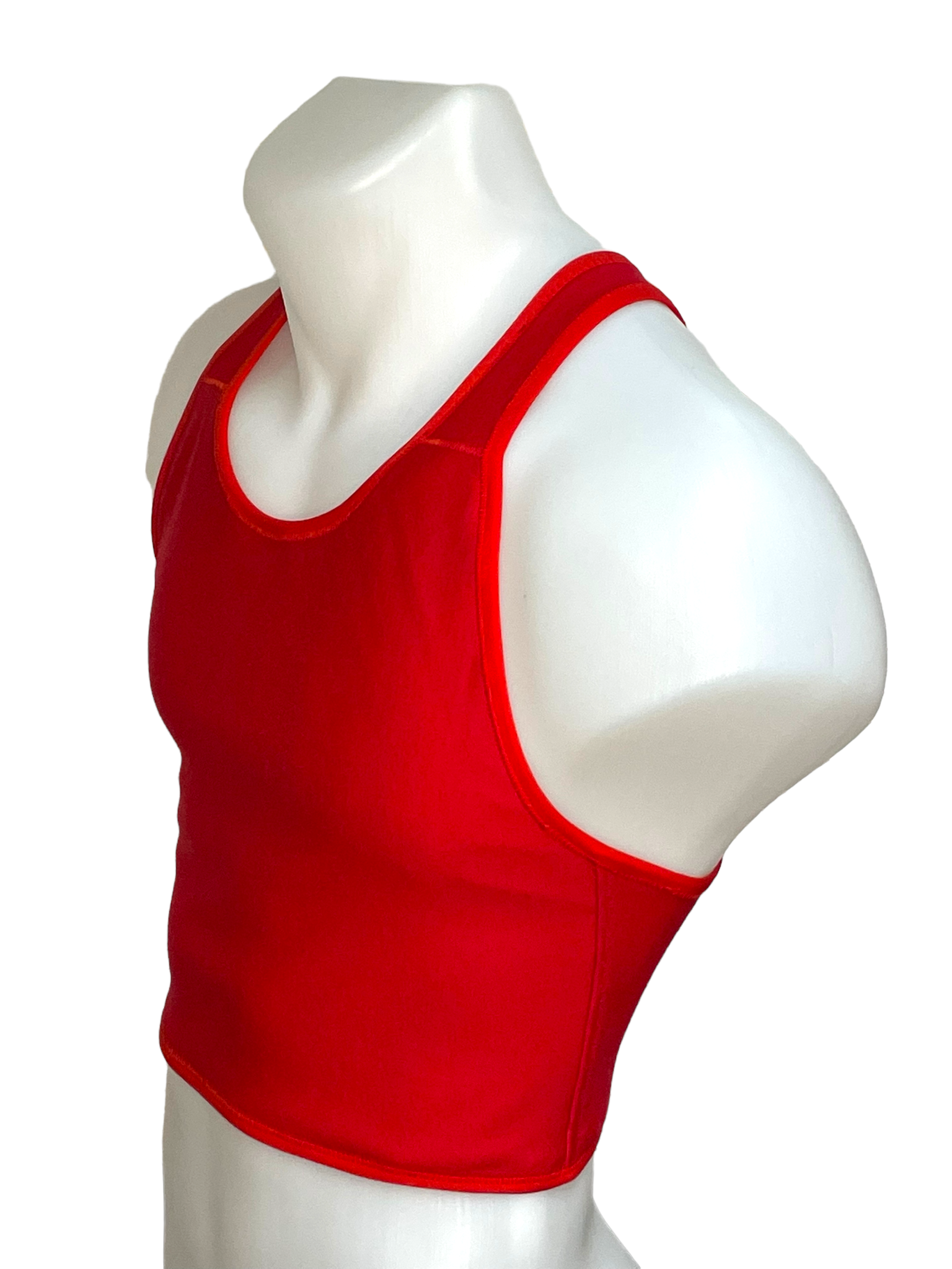 chest binder court TransUndeez sport vue de côté en rouge