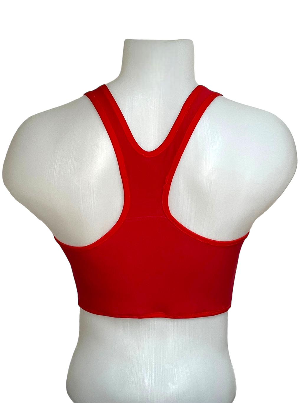 chest binder court TransUndeez sport vue de dos en rouge