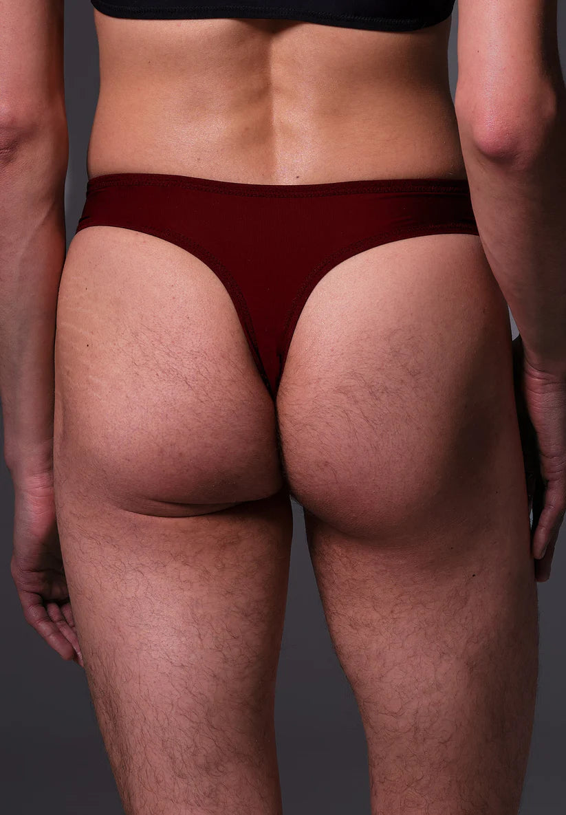 UNTAG corrective tucking thong back view in bordeaux