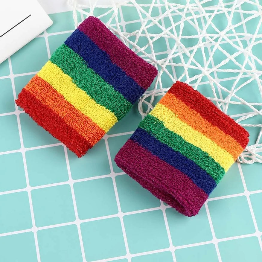 Elastic Wristbands/sweatbands and Headband - Rainbow