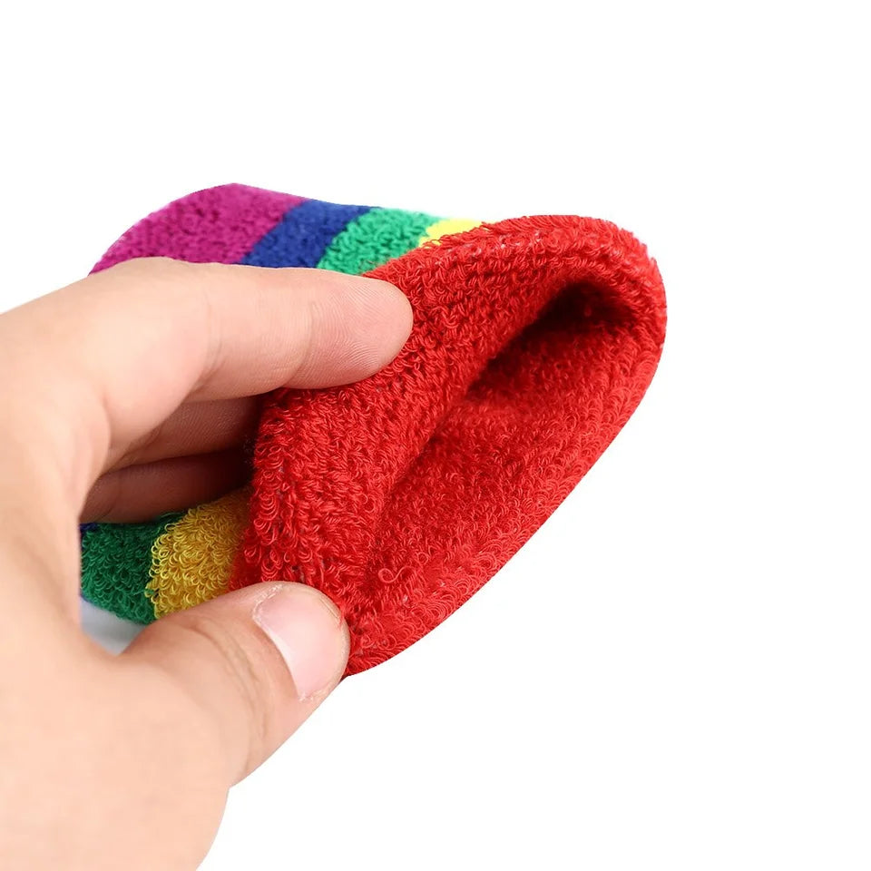 Elastic Wristbands/sweatbands and Headband - Rainbow