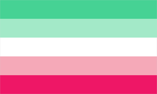Abrosexual pride flag with its characteristic coloured stripes.