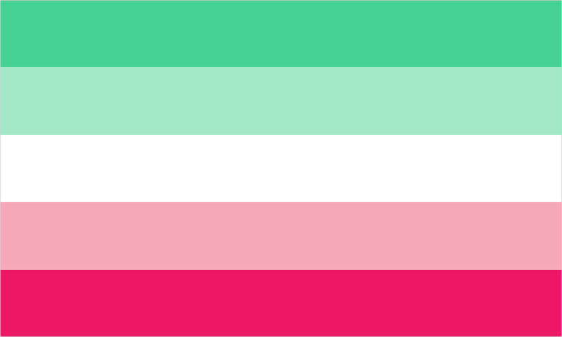 Abrosexual pride flag with its characteristic coloured stripes.