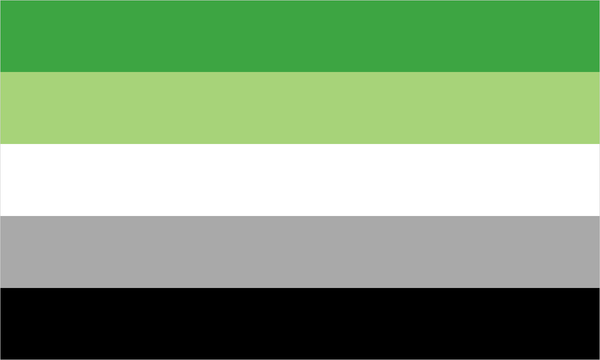 Aromantic Spectrum pride flag with its characteristic coloured stripes.