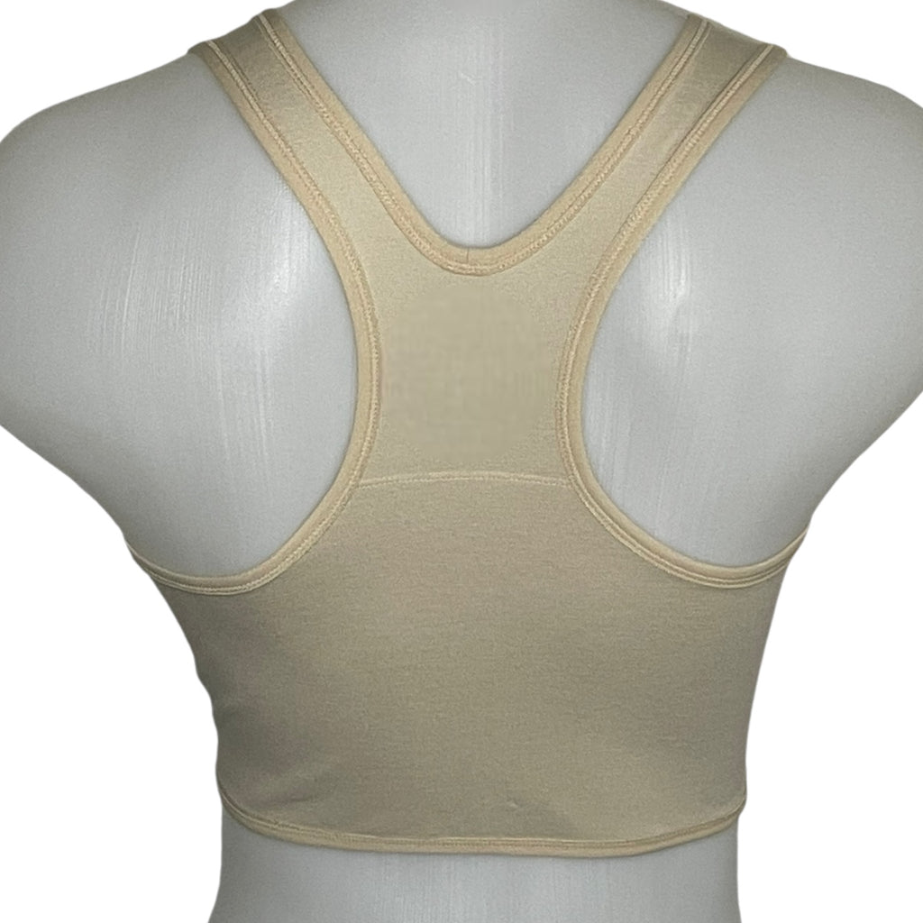 TransUndeez extra strong korte chest binder achteraanzicht in het beige