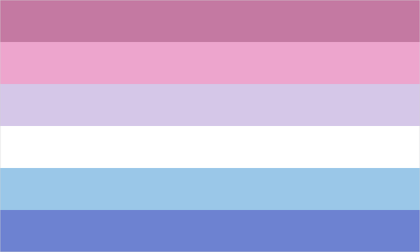 Bigender pride flag with its characteristic coloured stripes.
