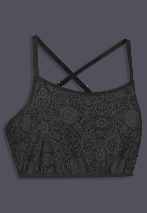 Haut de bikini strappy UNTAG, vue de côté en imprimé fleuri