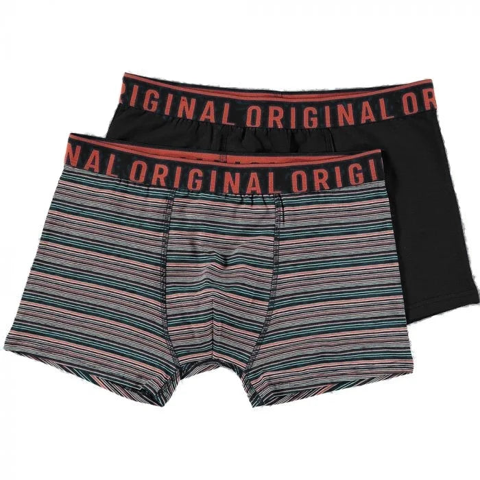 Packing-Boxershorts in Schwarz und Orange