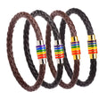 Leather band rainbow pride bracelet