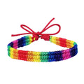 Woven rainbow pride bracelet in red