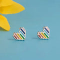 Boucles d'oreilles puces cœur arc-en-ciel