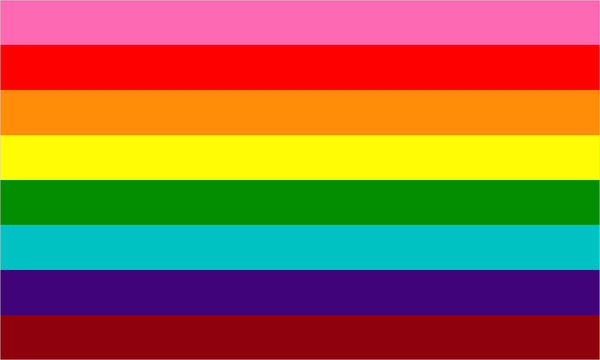 Gay / Homosexual pride flag with its characteristic coloured stripes.