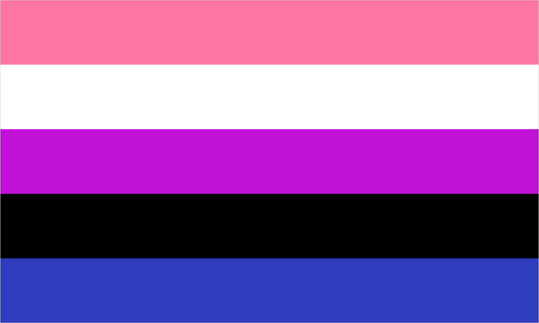 Genderfluid pride flag with its characteristic coloured stripes.