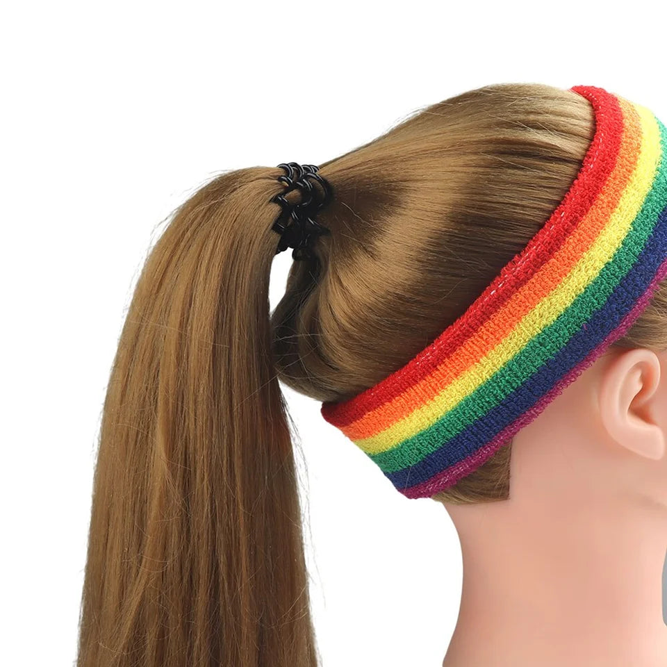 Elastic Wristbands/sweatbands and Headband - Rainbow