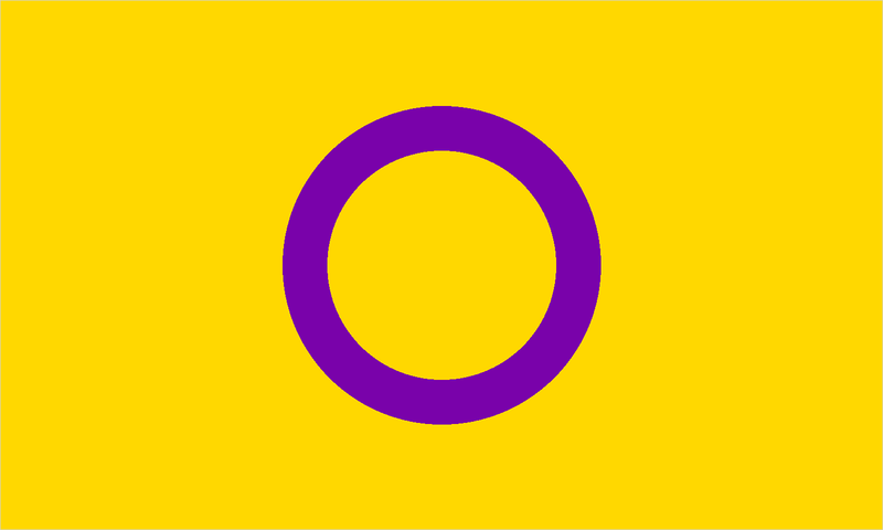 Intersex pride flag with its characteristic coloured stripes.