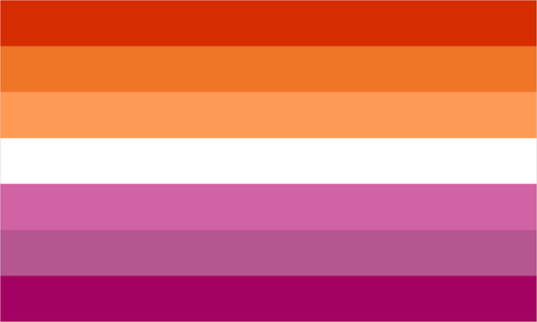 Lesbian pride flag with its characteristic coloured stripes.