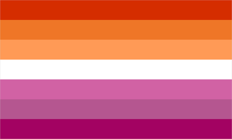 Lesbian pride flag with its characteristic coloured stripes.