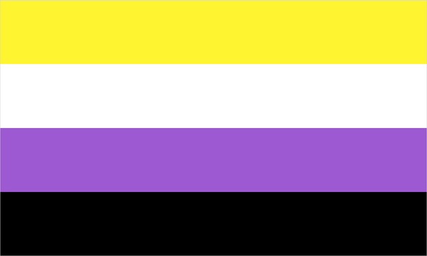 Non-Binary pride flag with its characteristic coloured stripes.