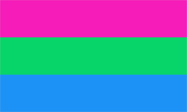 Polysexual pride flag with its characteristic coloured stripes.