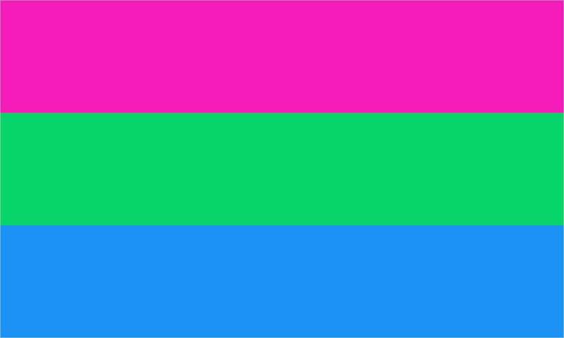 Polysexual pride flag with its characteristic coloured stripes.
